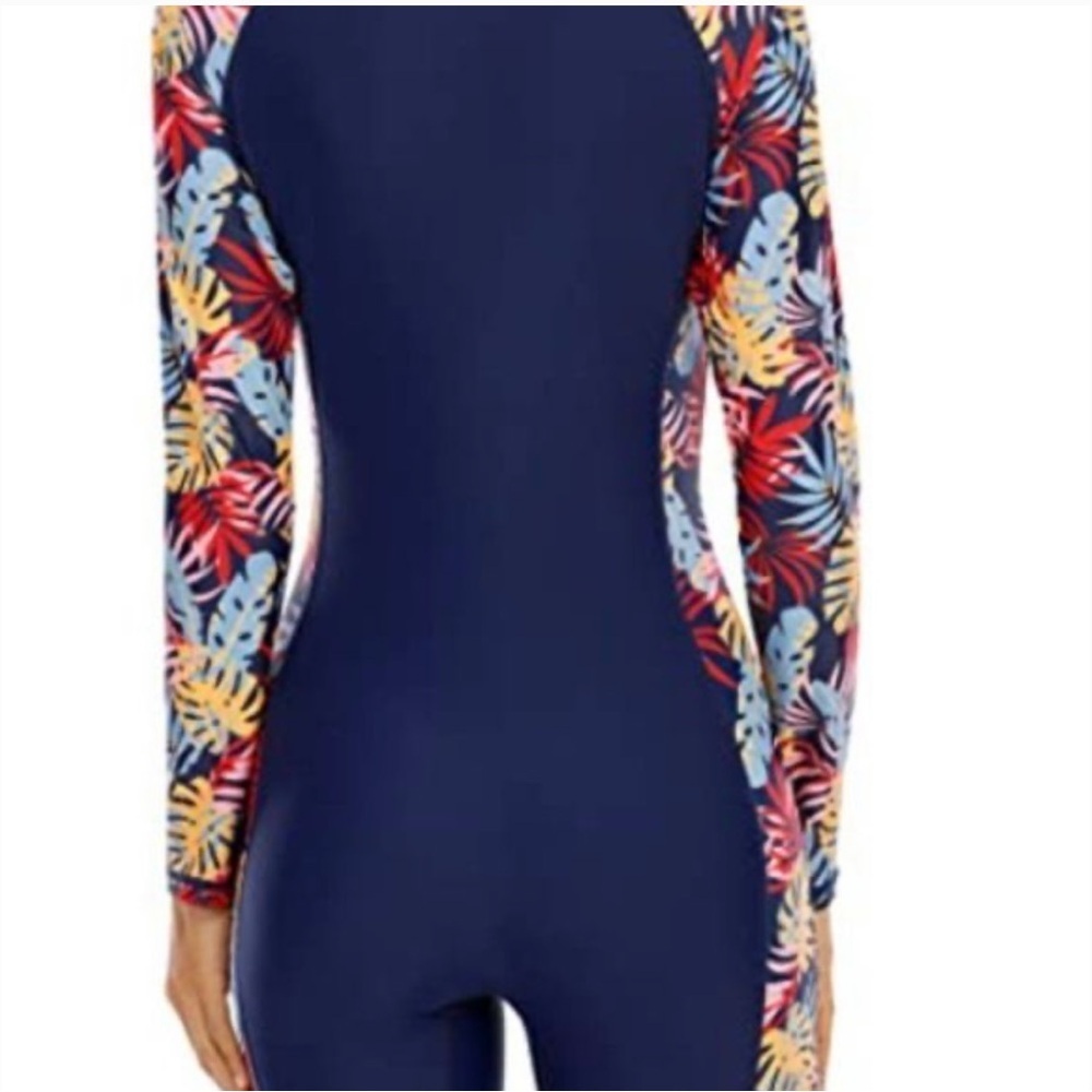 Halcurt Women's Navy Floral Long Sleeve Swimsuit # A-2 - Picture 5 of 15